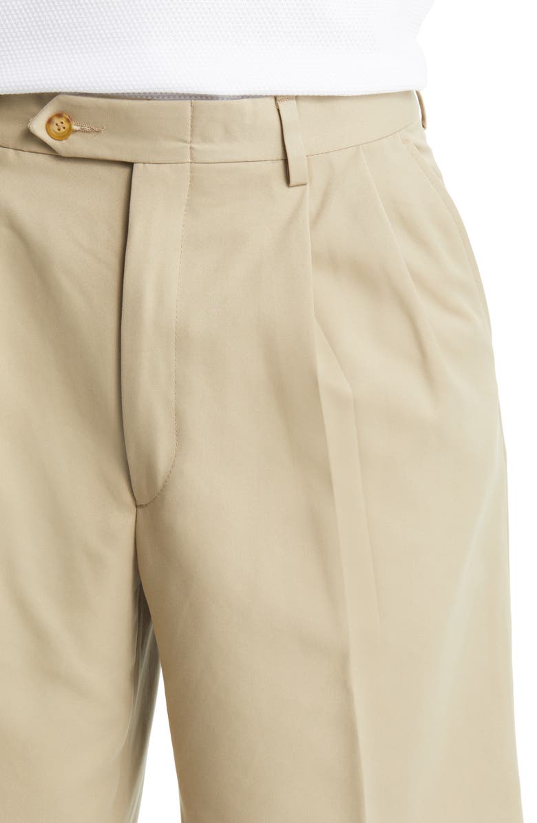 Berle Microfiber Pleated Shorts, Alternate, color, Tan