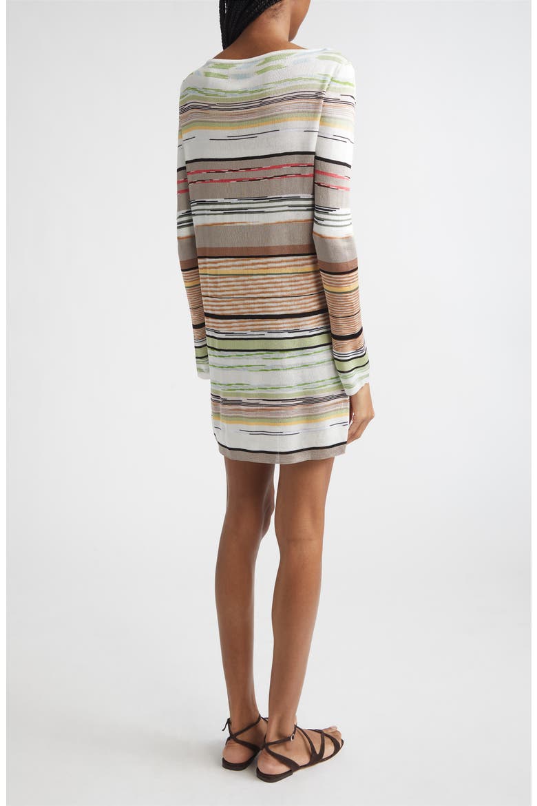 Flame Space Dye Stripe Minidress, Alternate, color, GREEN BROWN TONES