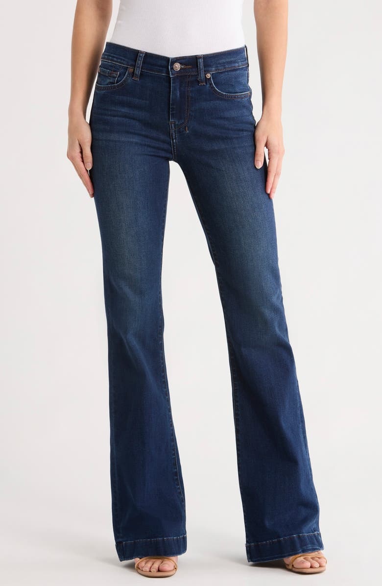 7 For All Mankind Dojo Crystal Pocket Mid Rise Flare Jeans, Main, color, 
