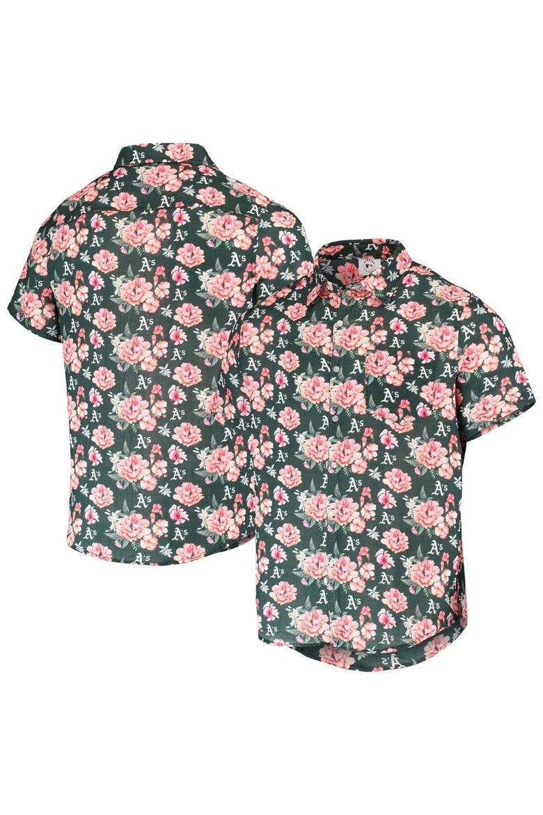 Men's FOCO Green Oakland Athletics Floral Linen Button-Up Shirt, Main, color, Green