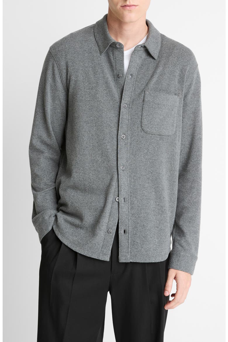 Knit Button-Up Shirt Jacket, Main, color, MEDIUM HEATHER GREY