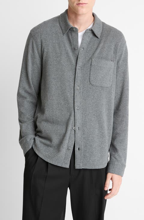 Knit Button-Up Shirt Jacket