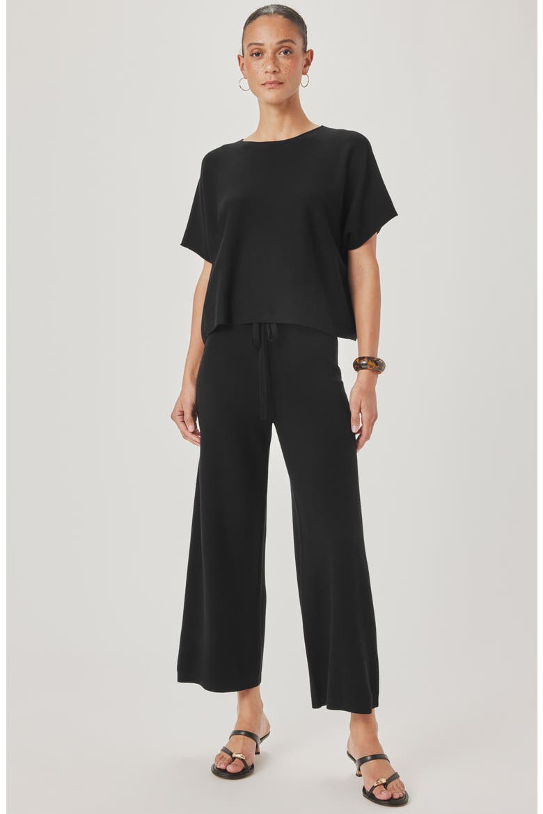 Christa Short Sleeve Sweater, Alternate, color, BLACK