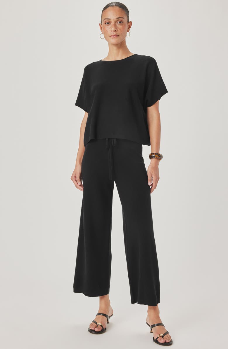 Splendid Christa Short Sleeve Sweater, Alternate, color, Black