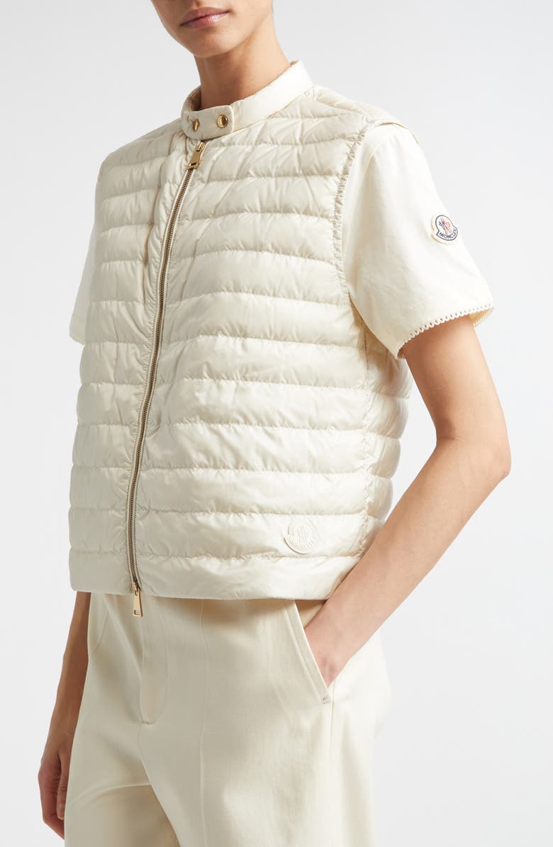 Moncler Haricot 3-in-1 Down Vest & Leather Jacket, Alternate, color, Neutral