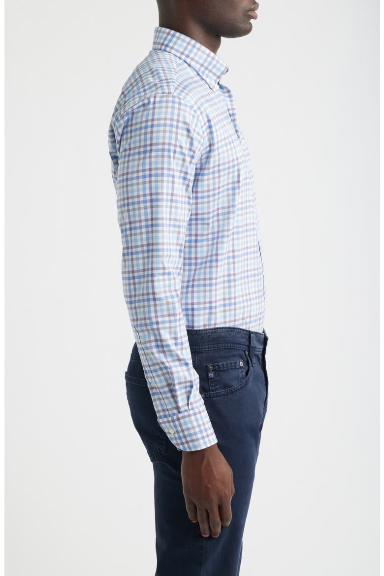 Felix Gingham Check Performance Twill Button-Down Shirt, Alternate, color, BLUE FREESIA