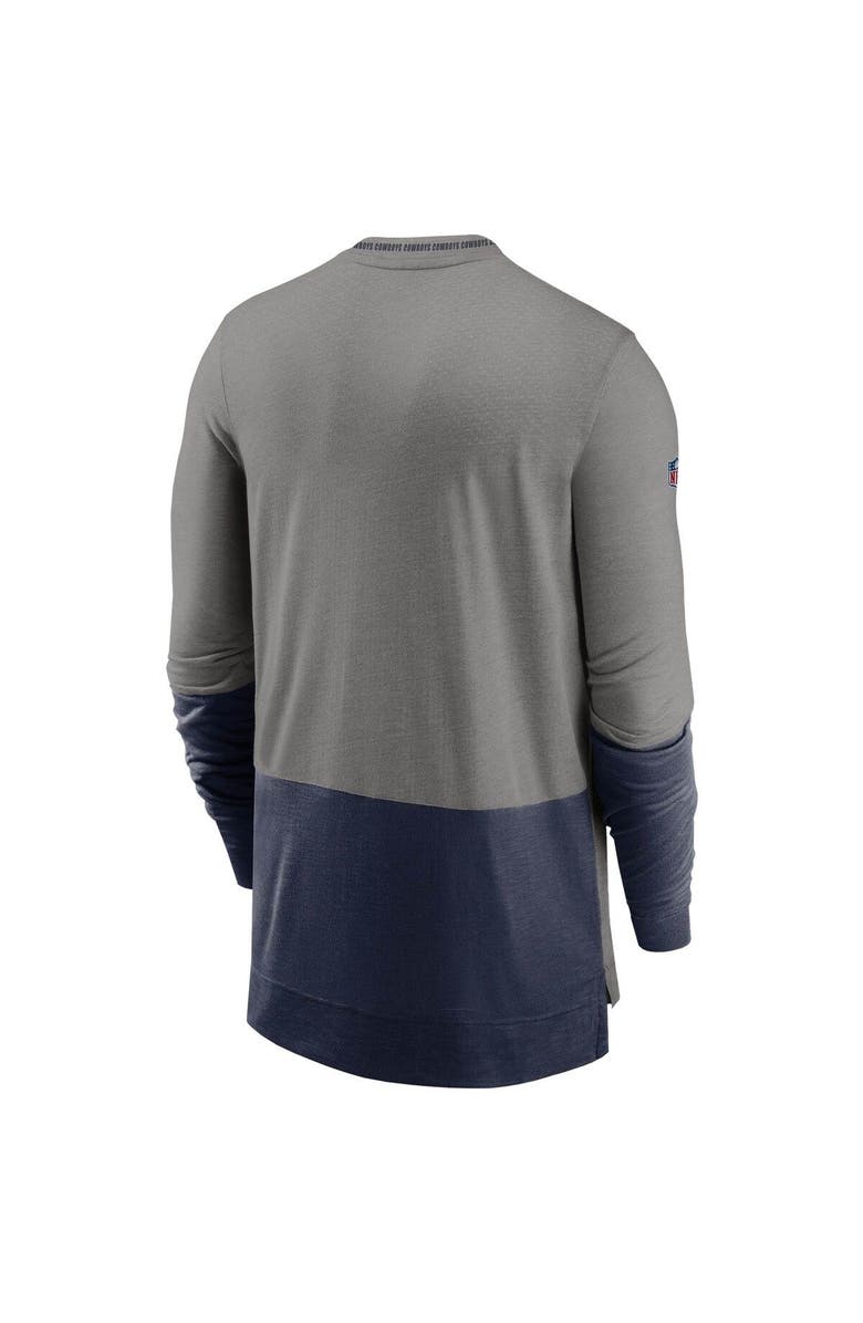 Nike Men's Nike Heathered Gray/Navy Dallas Cowboys Sideline Player Performance Long Sleeve T-Shirt, Alternate, color, Heather Gray