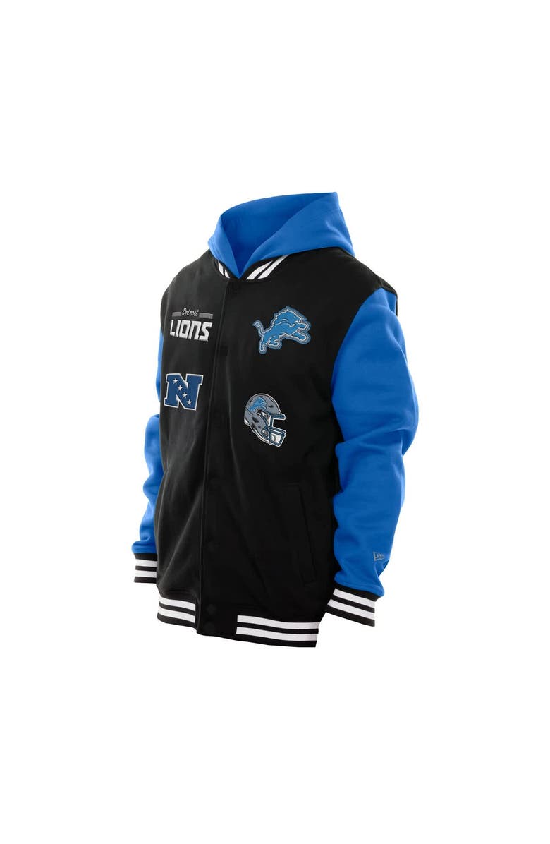 New Era Men's New Era Black Detroit Lions Full-Snap Fleece Hoodie Jacket, Alternate, color,