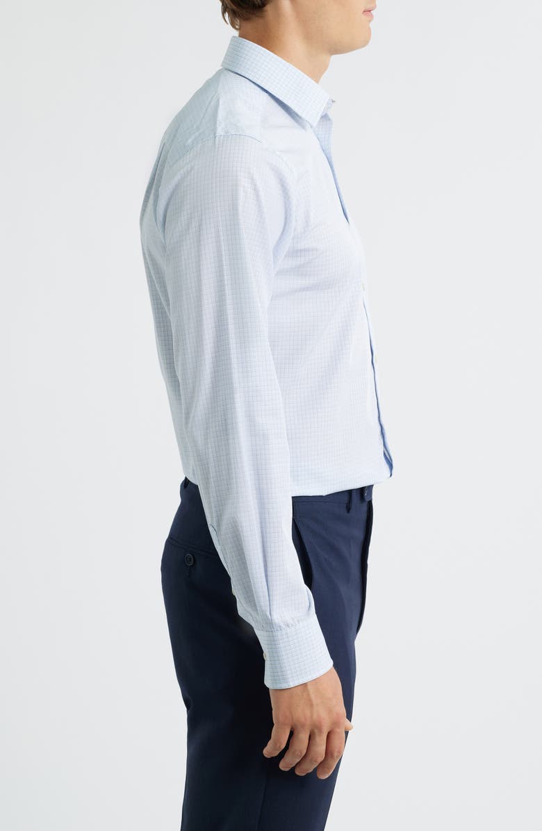 David Donahue Trim Fit Poplin Micro Check Dress Shirt, Alternate, color, Blue/Green