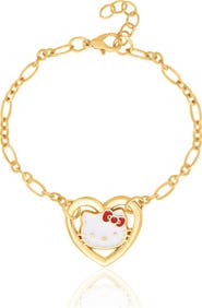 Hello Kitty Heart Link Bracelet in Gold-Tone