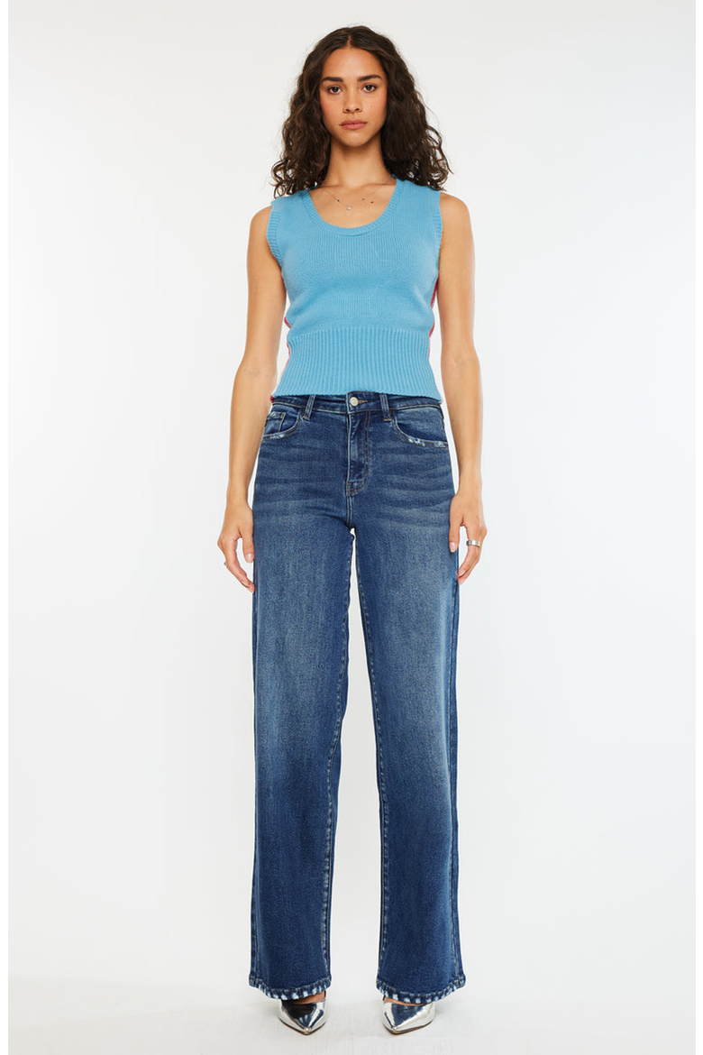 Tiara Essentials High Rise Wide Leg Jeans, Alternate, color, Dark Wash