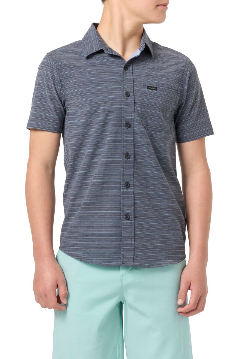 O'Neill Kids' TRVLR Traverse Stripe Short Sleeve Button-Up Shirt, Main, color, 
