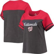 PROFILE Women's Heathered Charcoal/Red Washington Nationals Plus Size Colorblock T-Shirt