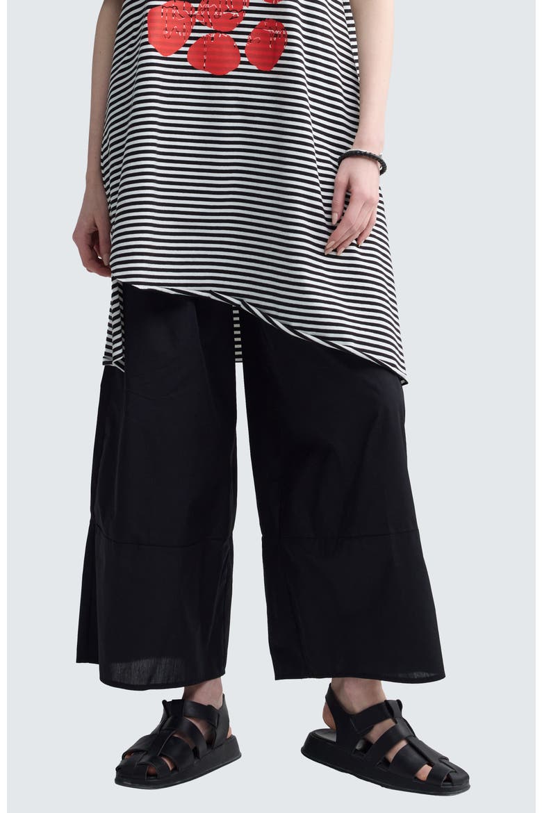Elinea Printed Poplin Wide-Leg Pants, Alternate, color, Black