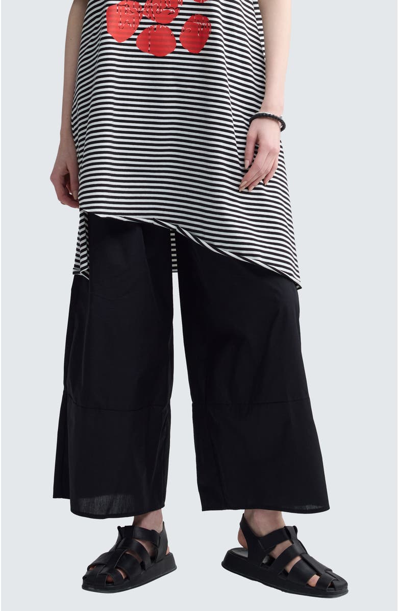 LUUKAA Elinea Printed Poplin Wide-Leg Pants, Alternate, color, Black