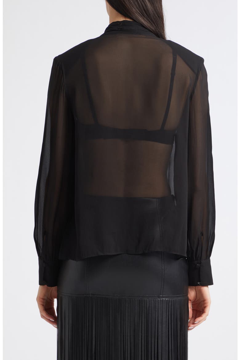 Kaila Tie Neck Chiffon Top, Alternate, color, JET