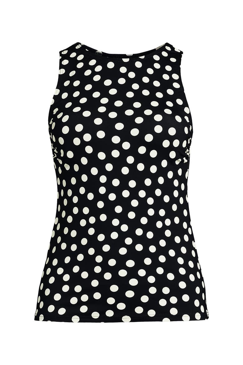 D-Cup High Neck UPF 50 Sun Protection Modest Tankini Swimsuit Top, Alternate, color, Black/Egret White Tossed Dots