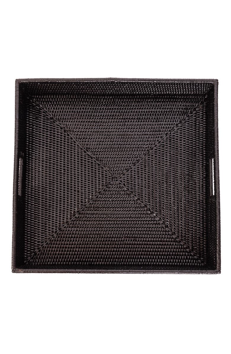Artifacts Trading Company<sup>™</sup> Artifacts Rattan Square Serving Tray with Cutout Handles, Alternate, color, Tudor Black