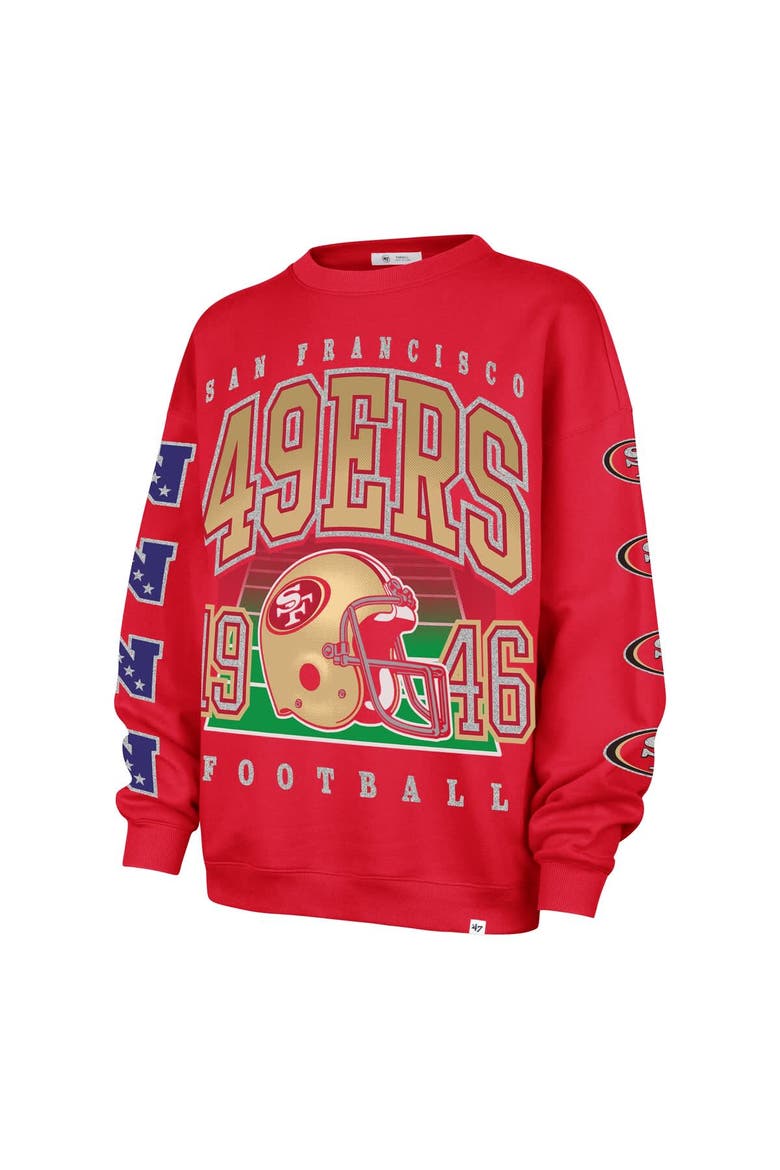 Women's '47  Scarlet San Francisco 49ers Go Big Oversized Pullover Sweatshirt, Alternate, color, Scarlet