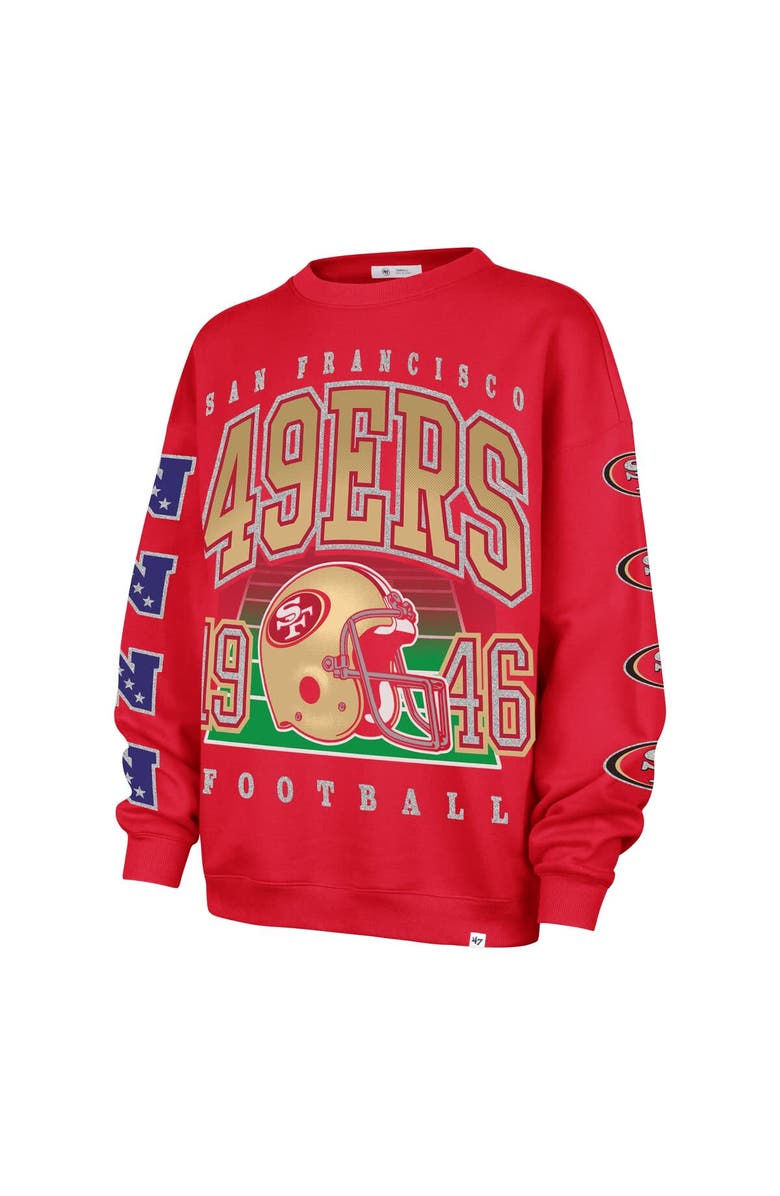 '47 Women's '47 Scarlet San Francisco 49ers Go Big Oversized Pullover Sweatshirt, Alternate, color, Scarlet