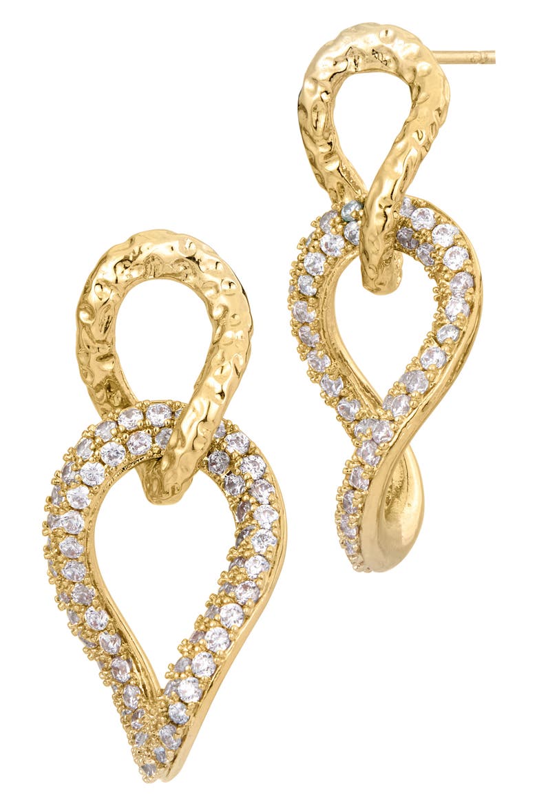Cubic Zirconia Chain Drop Earrings, Main, color, YELLOW