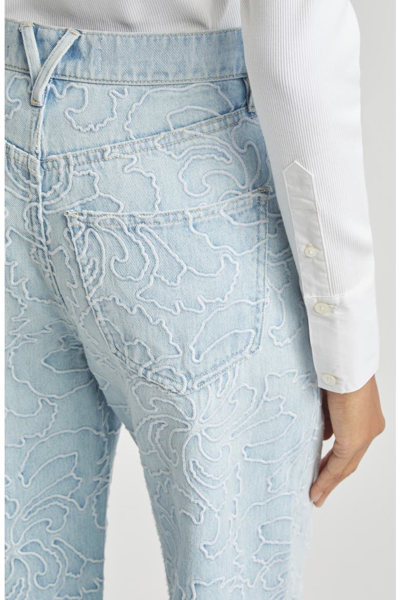 Taylor Embroidered High Waist Wide Leg Jeans, Alternate, color, SUN SPARK