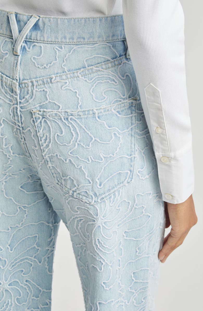 Veronica Beard Taylor Embroidered High Waist Wide Leg Jeans, Alternate, color, Sun Spark