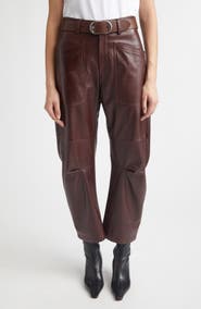 Nili Lotan Shon Barrel Leg Leather Pants