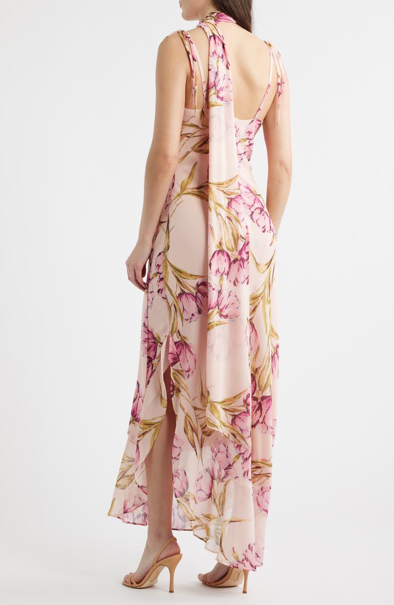 Steve Madden Jaila Ruffle Floral Maxi Dress, Alternate, color, Rosette Pink