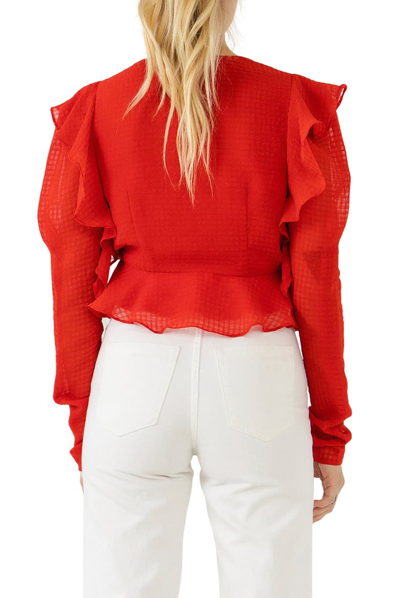 Ruffle Blouse, Alternate, color, RED