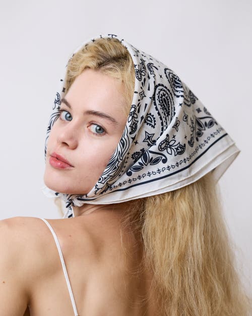 Lost Pattern Nyc "paisley" Silk Bandana Scarf In White