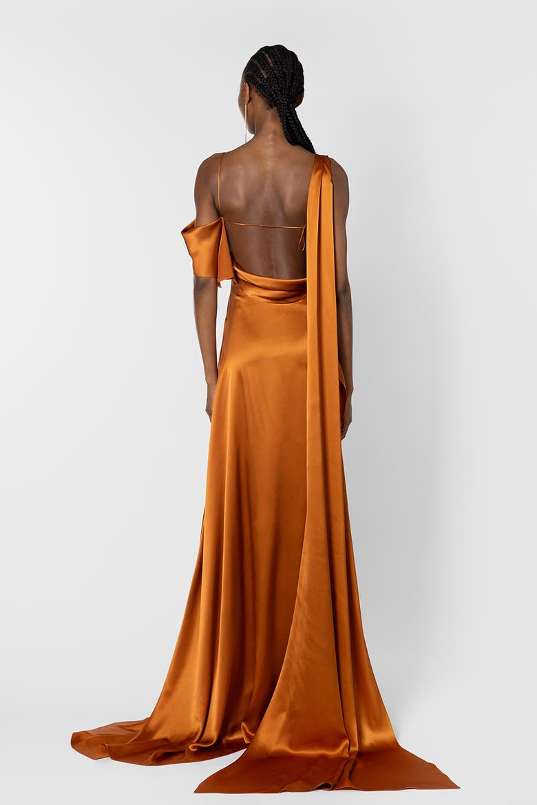 Lysa Silk Maxi Dress, Alternate, color, Cinnamon