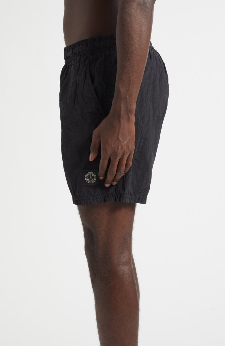 Stone Island Compass Logo Patch Nylon Swim Trunks, Alternate, color, V0029 Black