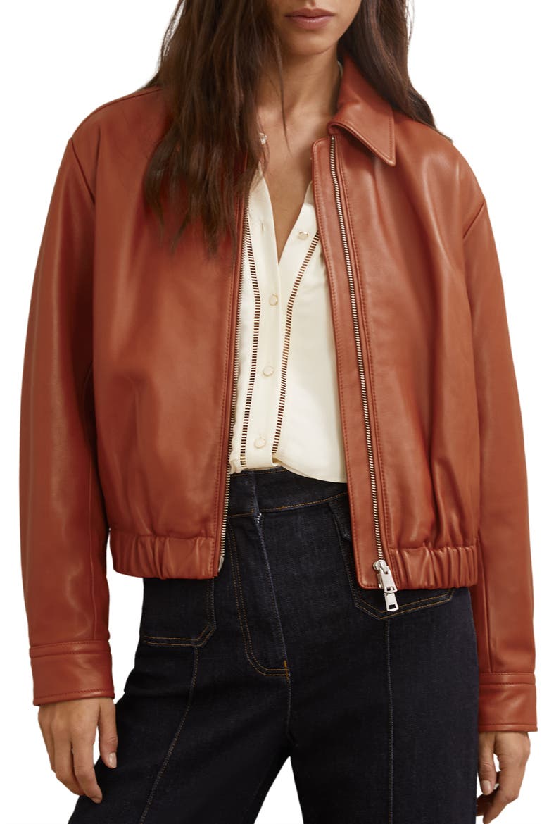 Lottie Sheepskin Leather Jacket, Main, color, TAN
