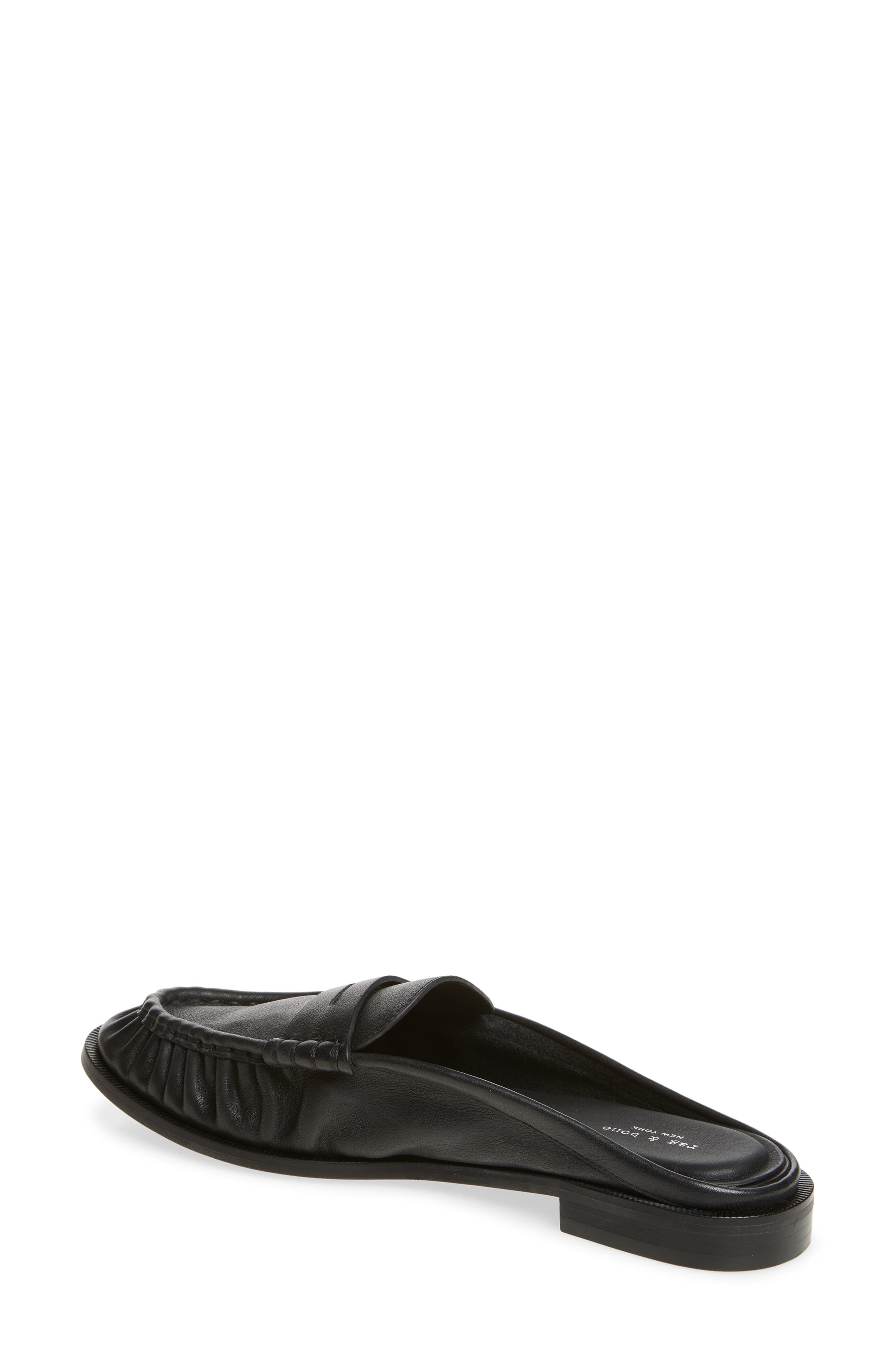 Lexi Leather Flat Mule, Alternate, color, BLACK