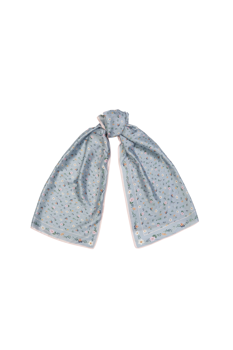 Ditsy Sprigs Silky Scarf, Main, color, Dusky Blue