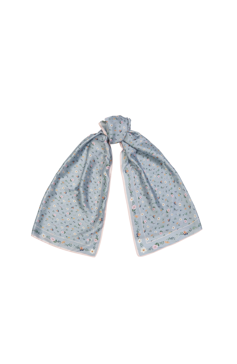 Fable England Ditsy Sprigs Silky Scarf, Main, color, Dusky Blue
