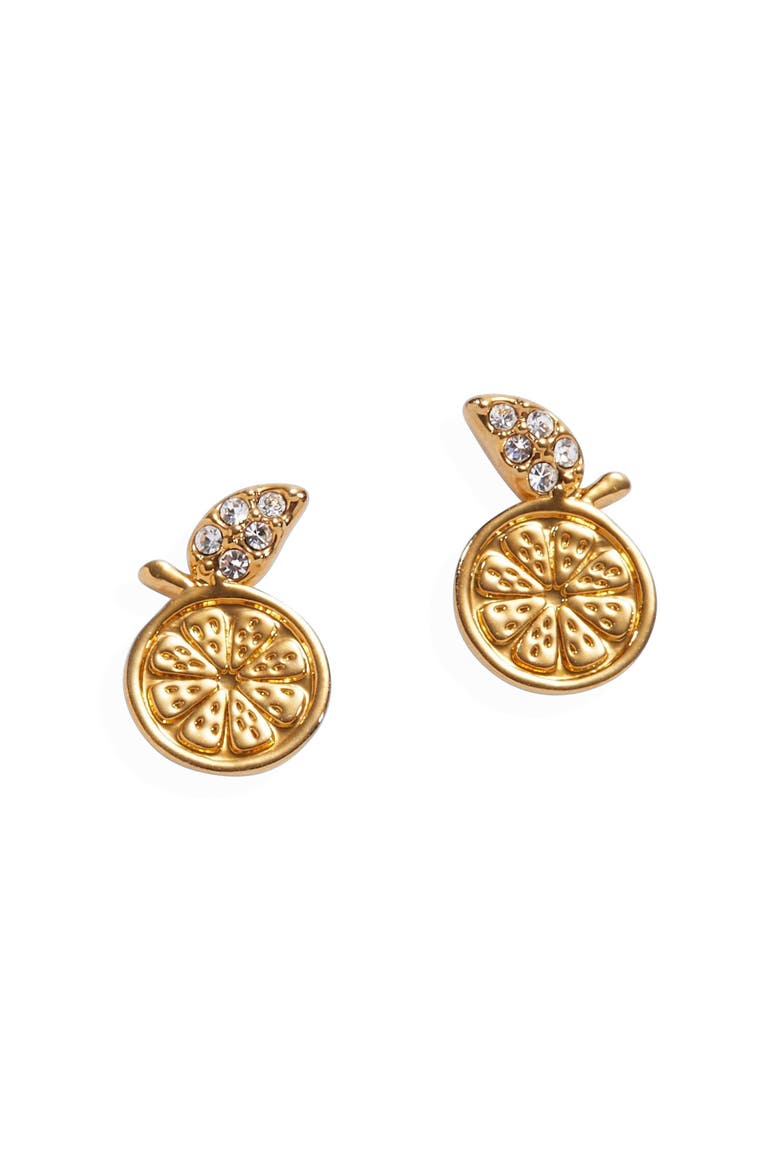 Summer Fruits Orange Slice Stud, Main, color, Gold