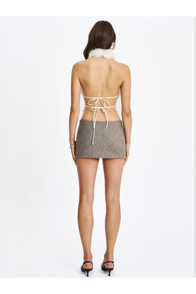 Oona Backless Contoured Faux Fur Halter Top, Alternate, color, White