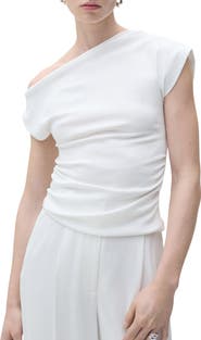 MANGO Drape One-Shoulder Top