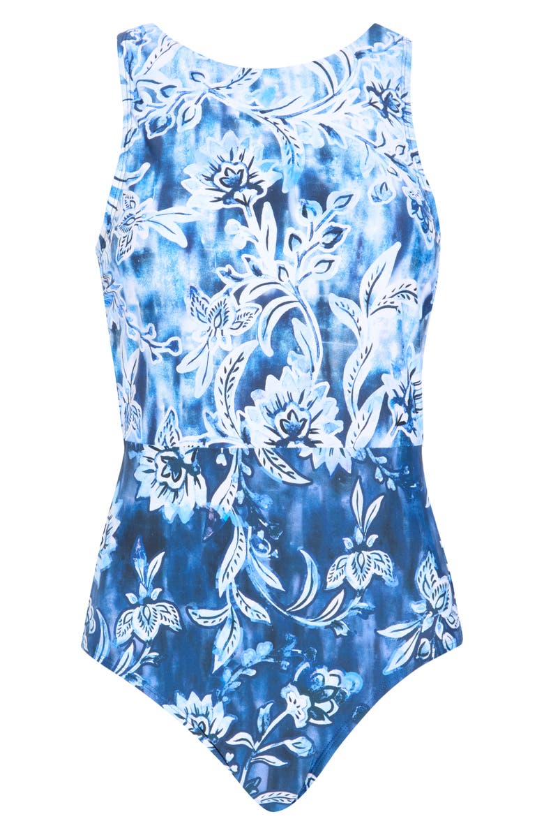 JANTZEN Farrah High Neck One-Piece Swimsuit, Alternate, color, Pantheon Blue