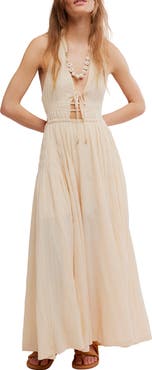 Free People Angel Plunge Halter Neck Maxi Dress