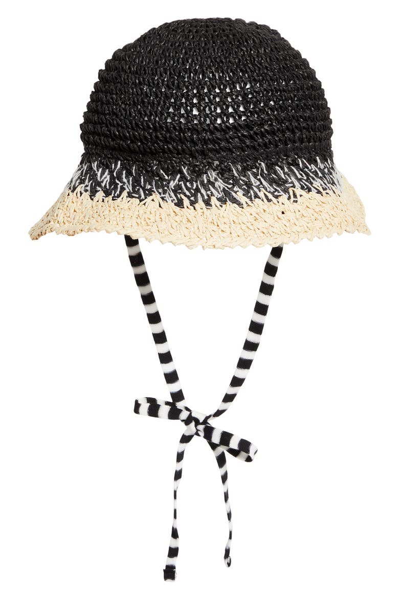 Woven Straw Bucket Hat, Main, color, 0002 BLACK