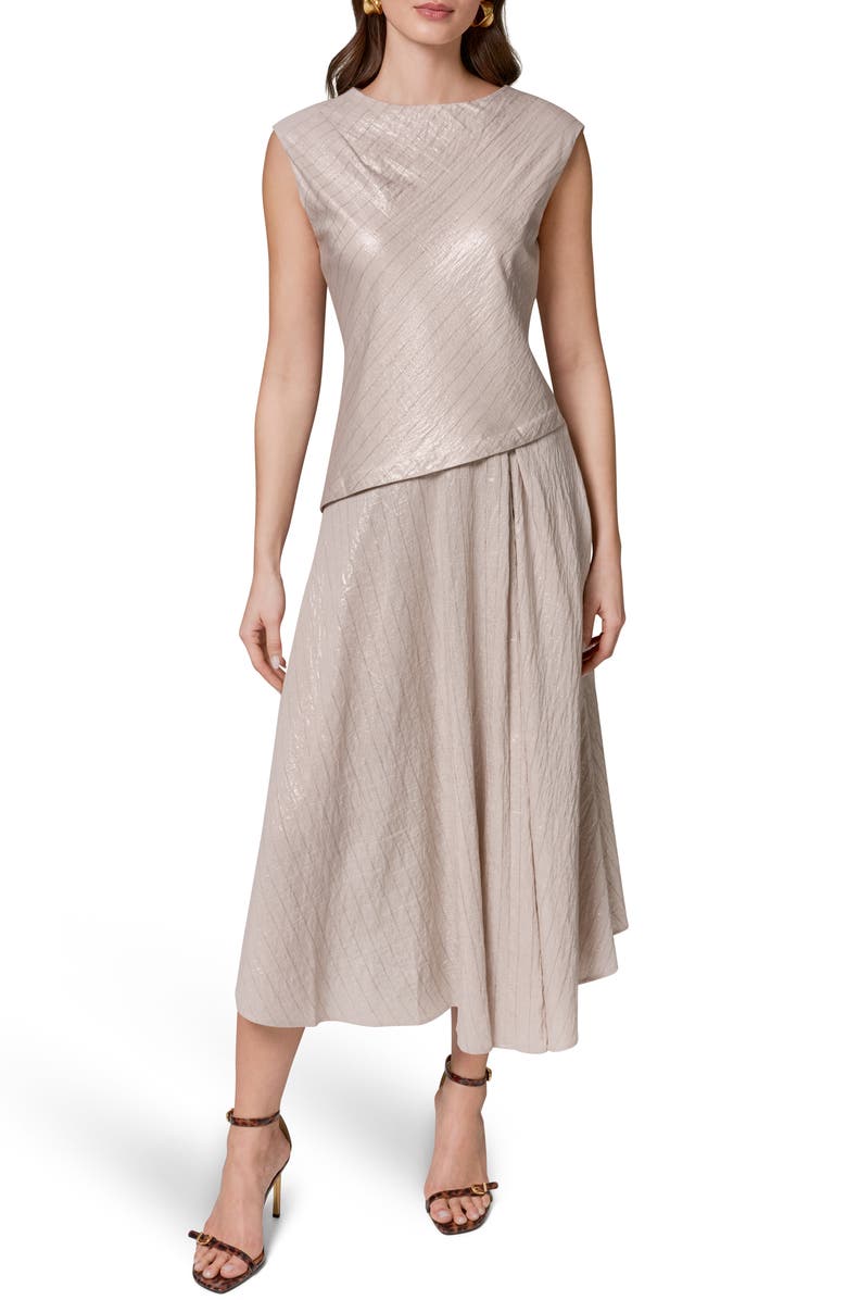 Donna Karan New York Metallic Cap Sleeve Asymmetric Dress, Alternate, color, 