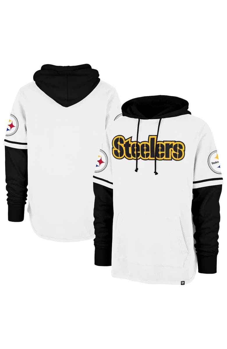 '47 Men's '47 White Pittsburgh Steelers Trifecta Shortstop Pullover Hoodie, Alternate, color, 
