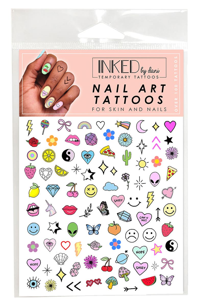 INKED by Dani Color Assorted Temporary Nail & Skin Art Tattoos, Main, color, 