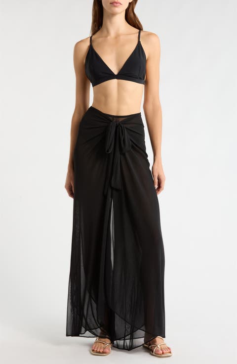 Floral Tie Waist Wide Leg Cover-Up Pants