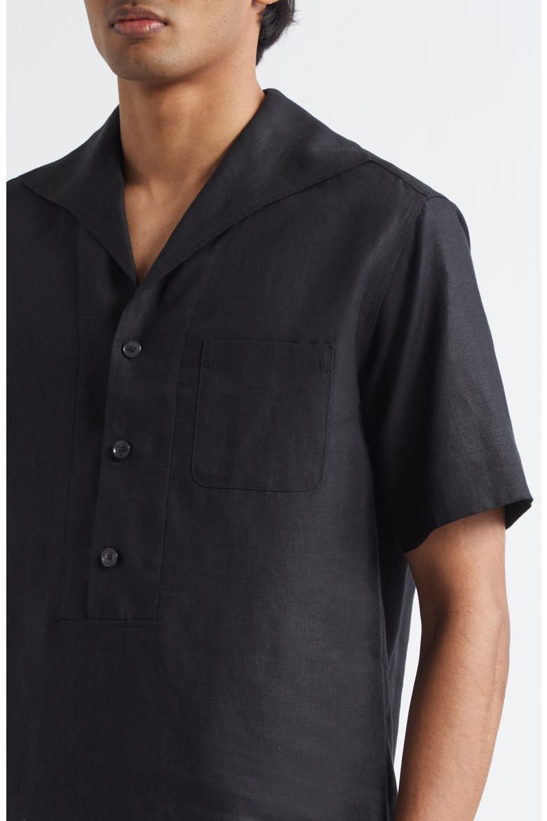 Short Sleeve Linen Shirt, Alternate, color, N0000 BLACK