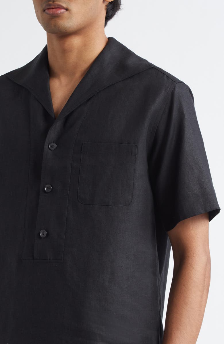 Dolce&Gabbana Short Sleeve Linen Shirt, Alternate, color, N0000 Black