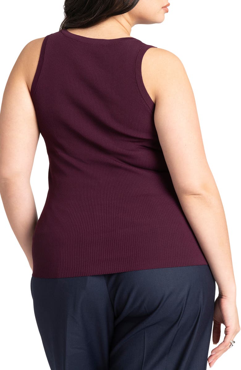 ELOQUII Scoop Neck Rib Tank, Alternate, color,